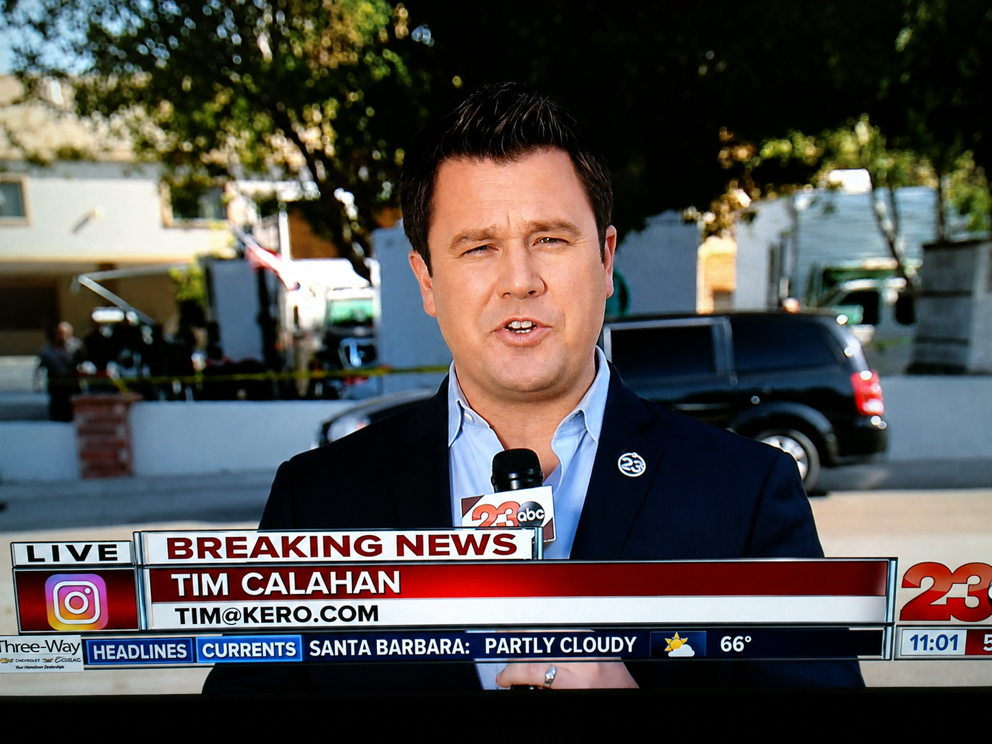 Tim Calahan reporting live from a breaking news scene